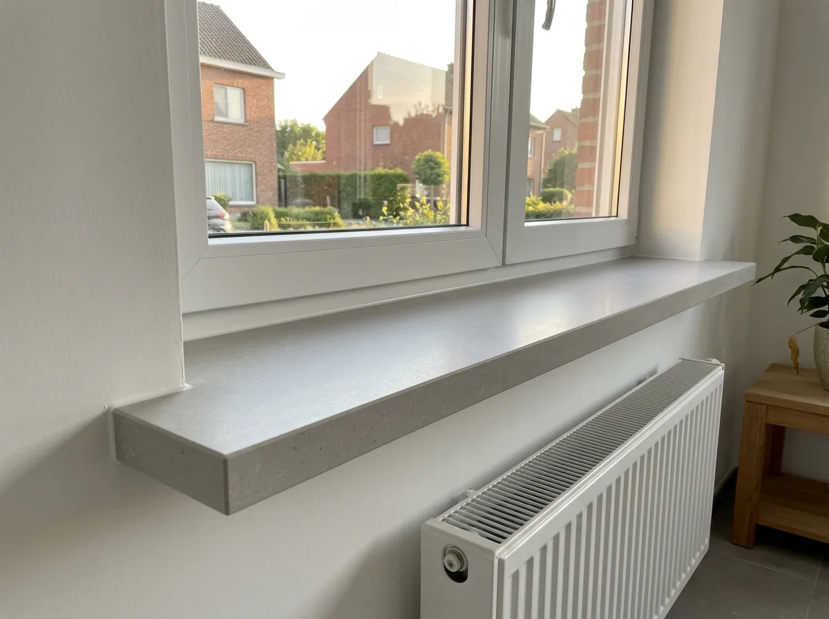PVC ramen met binnenvensterbank in modern interieur, professioneel afgewerkt